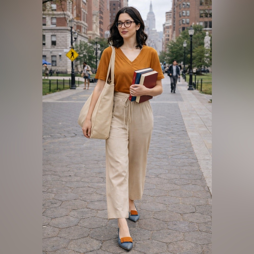 cleo Blue and Tan Loafers with Bow Detail